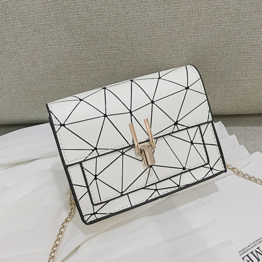 New Geometric Pattern White & Black Crossbody Bag